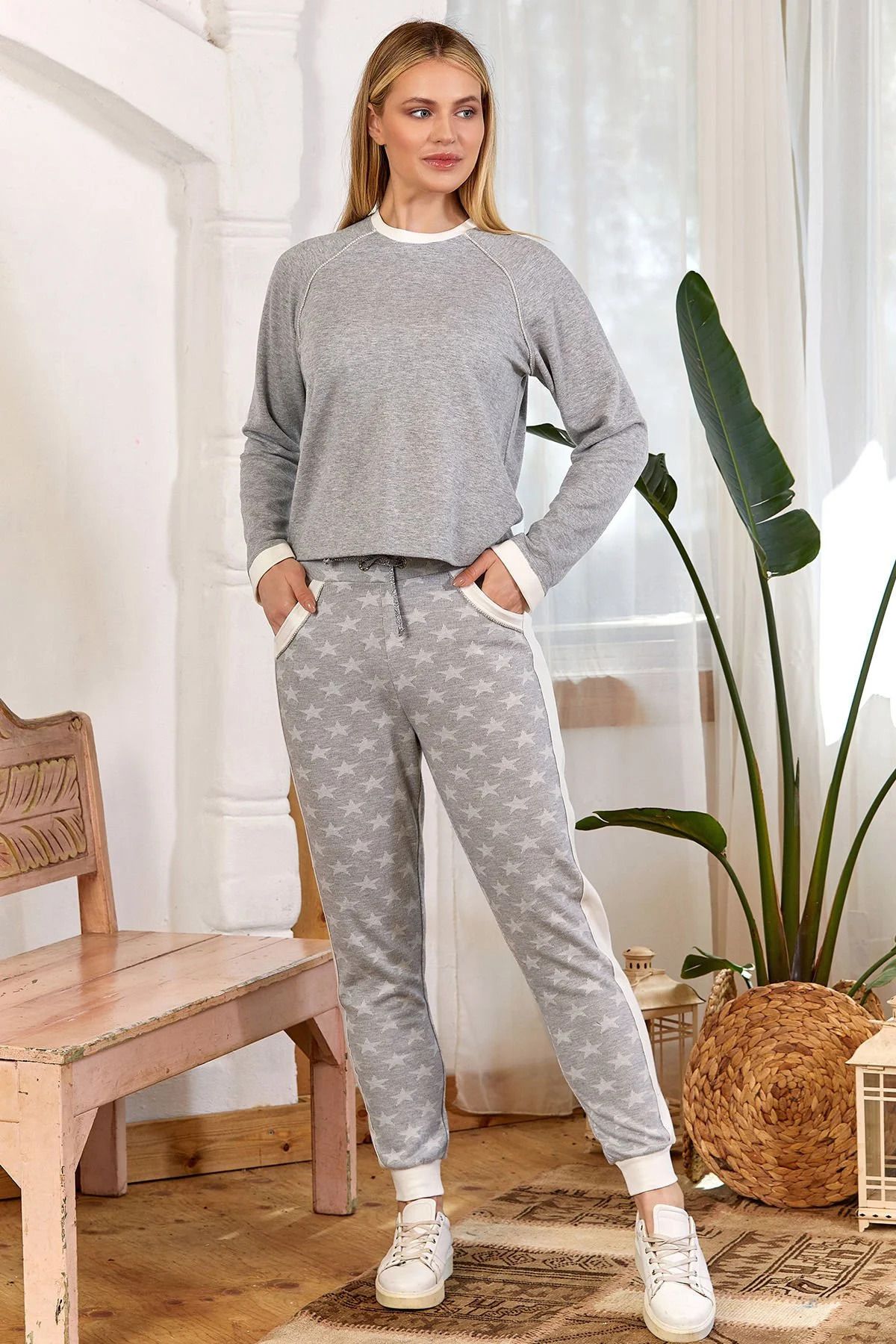 Cossy By Aqua Desen Detay Bilek Bantlı Pijama Takımı CossybyAqua 24016