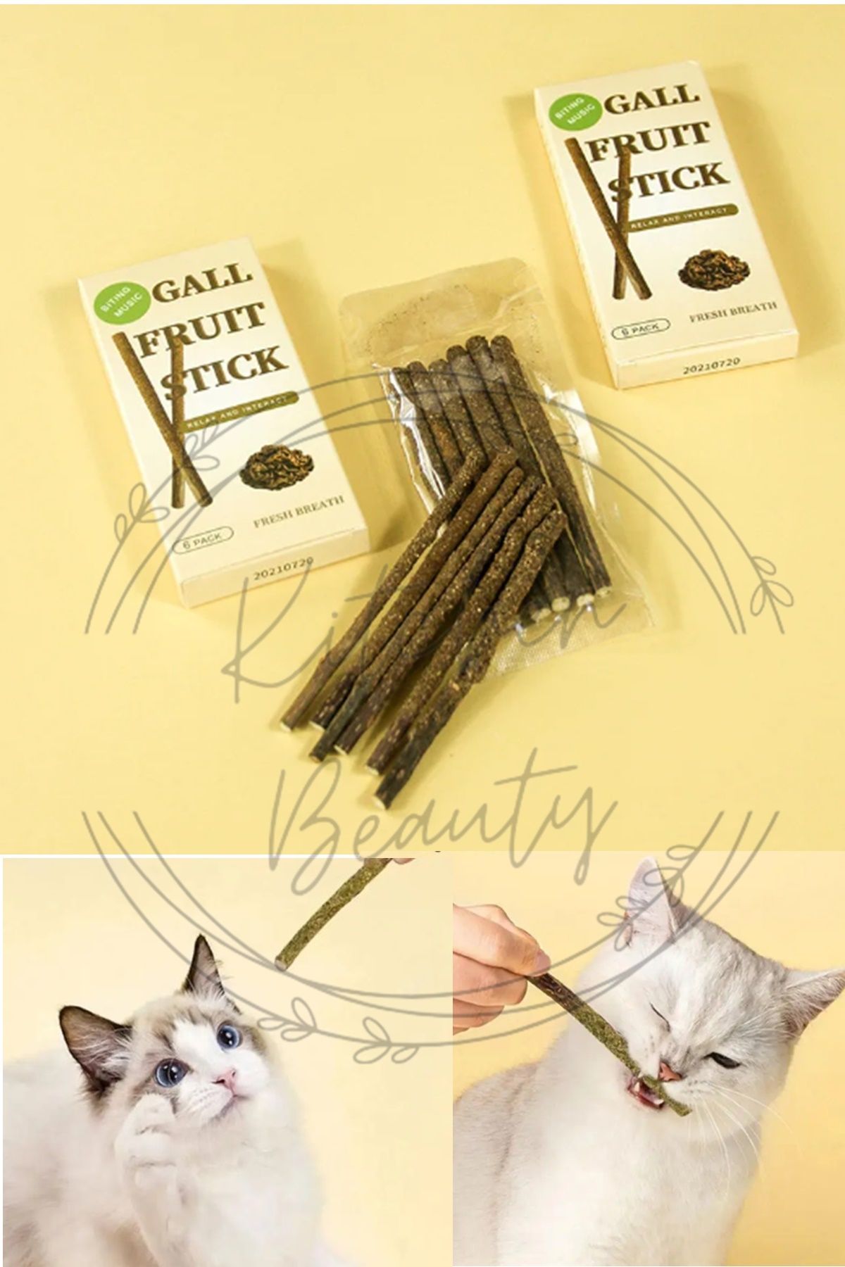 Kitchen Beauty 6 Adet Doğal Matatabi Çubuğu Catnip Stick Meyve Aromalı Kedi Diş Kaşıyıcı Ve Temizleyici