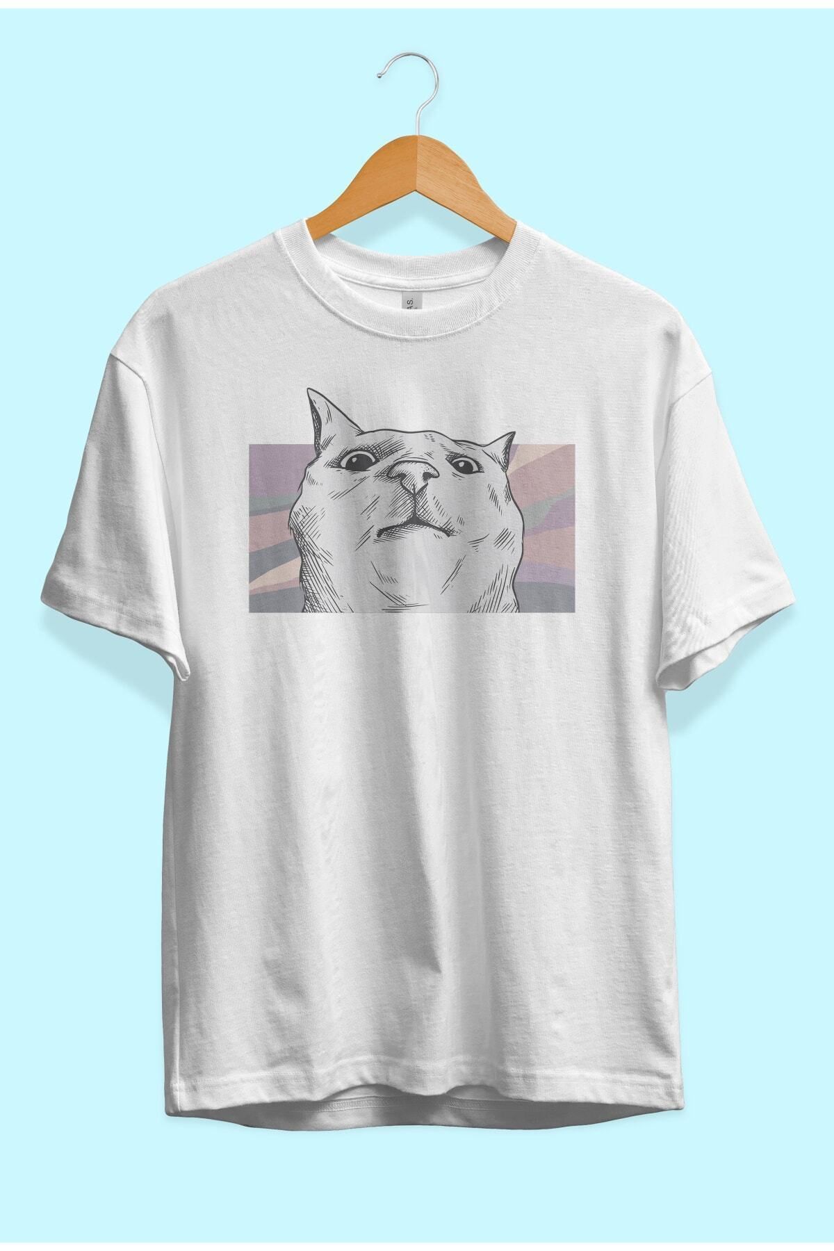 ZOKAWEAR Bol Kalıp Komik Kedi Tasarım Baskılı Tişört