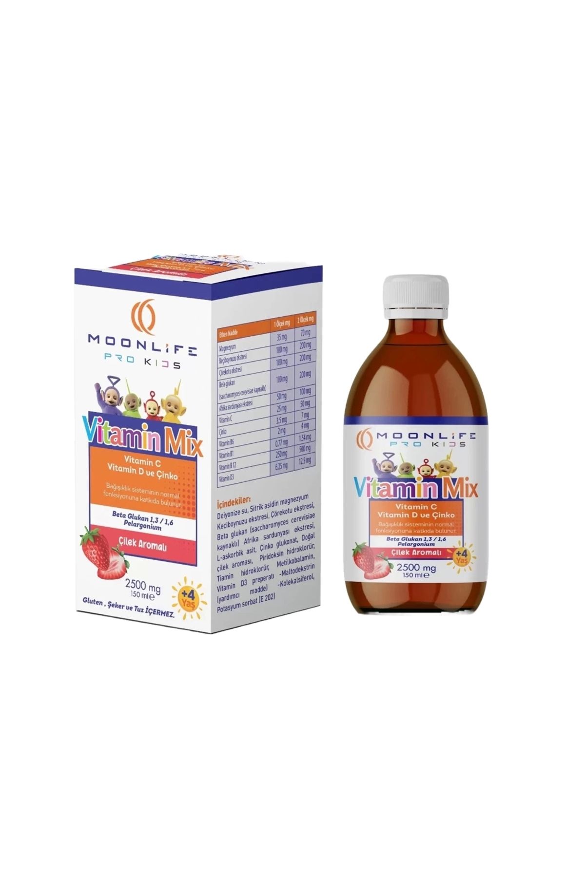Moonlife Moon Life Pro Kids Vitamin C Ve D Çinko Beta Glukan 1,3 1,6 Çilek Aromalı ( Lipozomal )150 Ml
