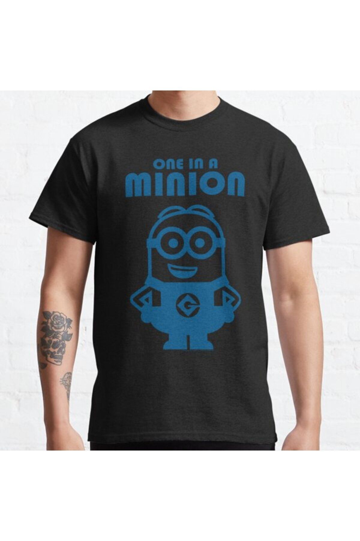 ZOKAWEAR Bol Kalıp Unisex Minions Dave Blue One In A Minion Tasarım Baskılı Tshirt