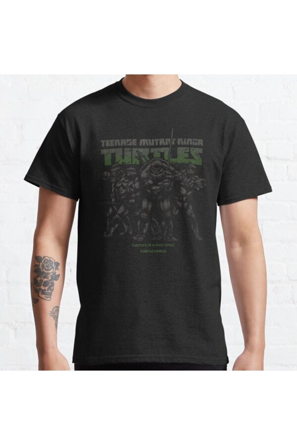 ZOKAWEAR Bol Kalıp Unisex Teenage Mutant Ninja Turtles Dark Group Portrait Tasarım Baskılı Tshirt
