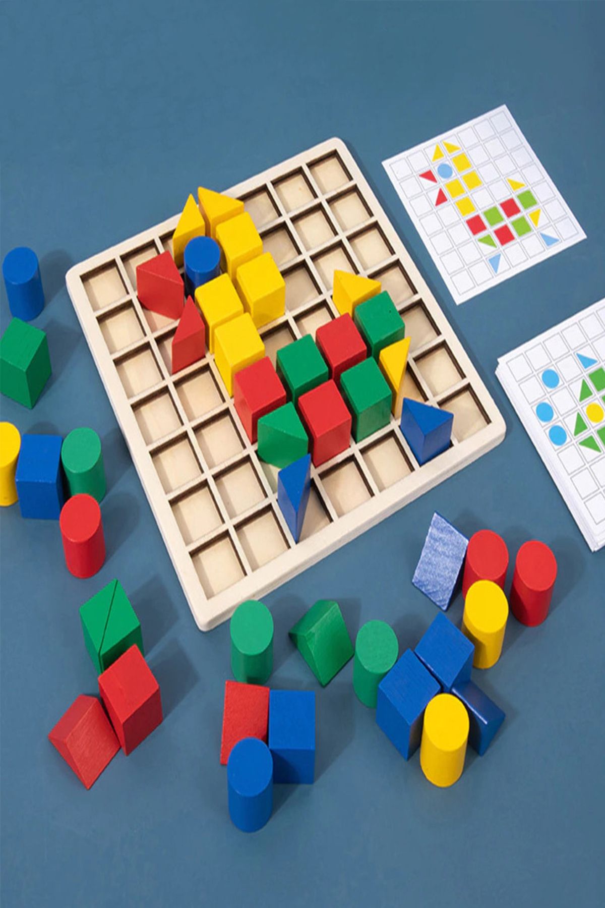 GONCA EĞİTİM Montessori Geometrik Bloklar İle Şekil Yapma Eğitici Oyuncak Zeka Geliştirici Rrenkli Puzzle Bloklar