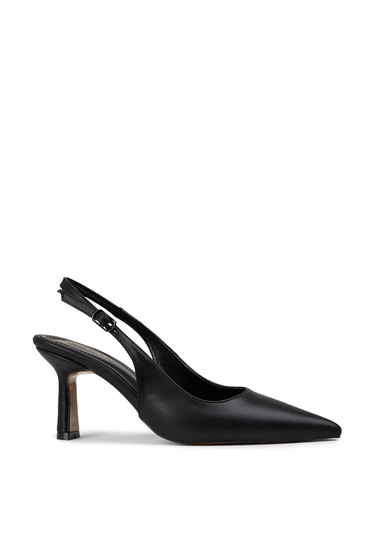 Deery Siyah Bantlı Kadın Topuklu Ayakkabı