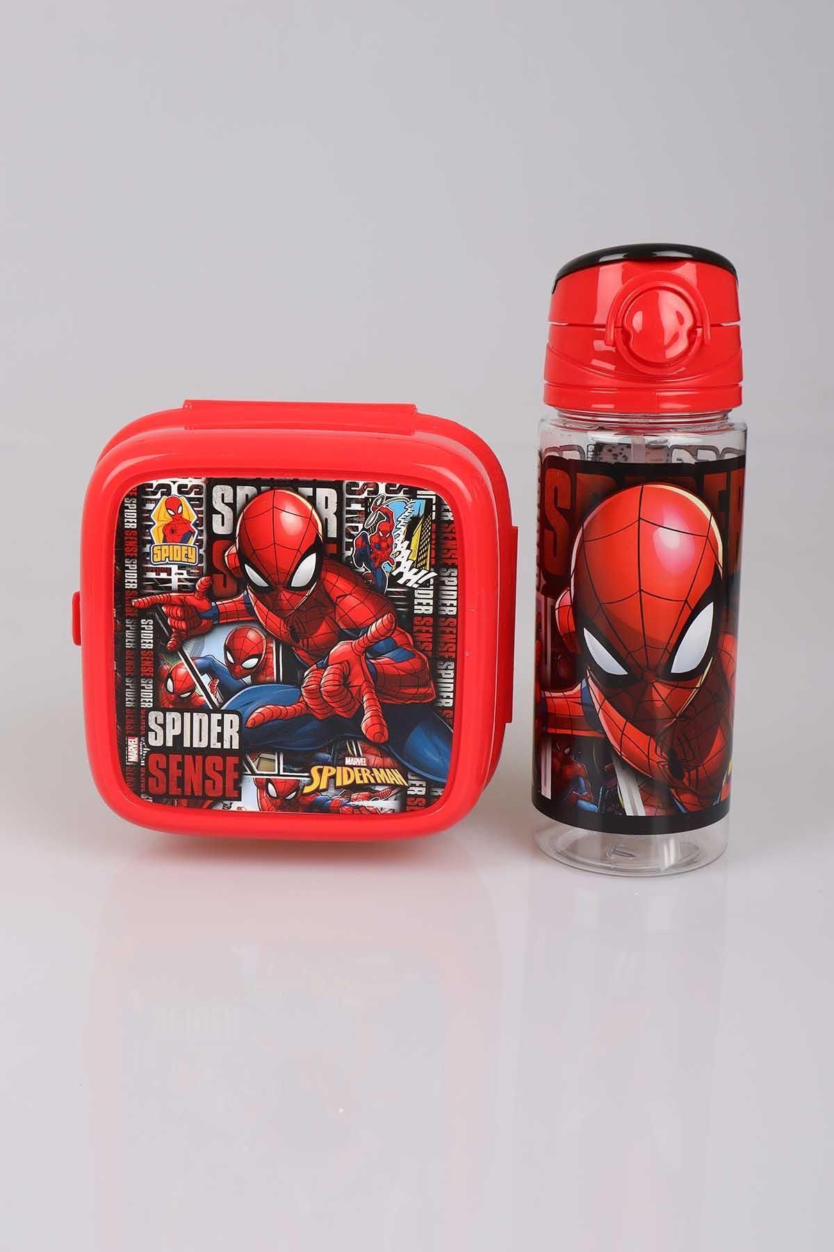 Spiderman Lisanslı 500 ml Trıtan Matara Ve 2 Katlı Beslenme Kutusu / Lunch Box Seti