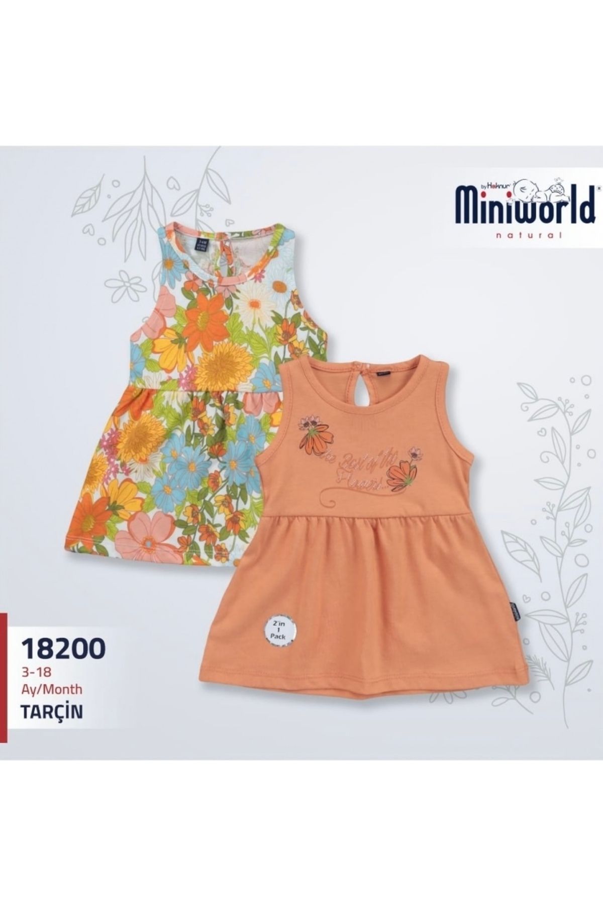 Miniworld çiçekli kız elbise 2'li paket