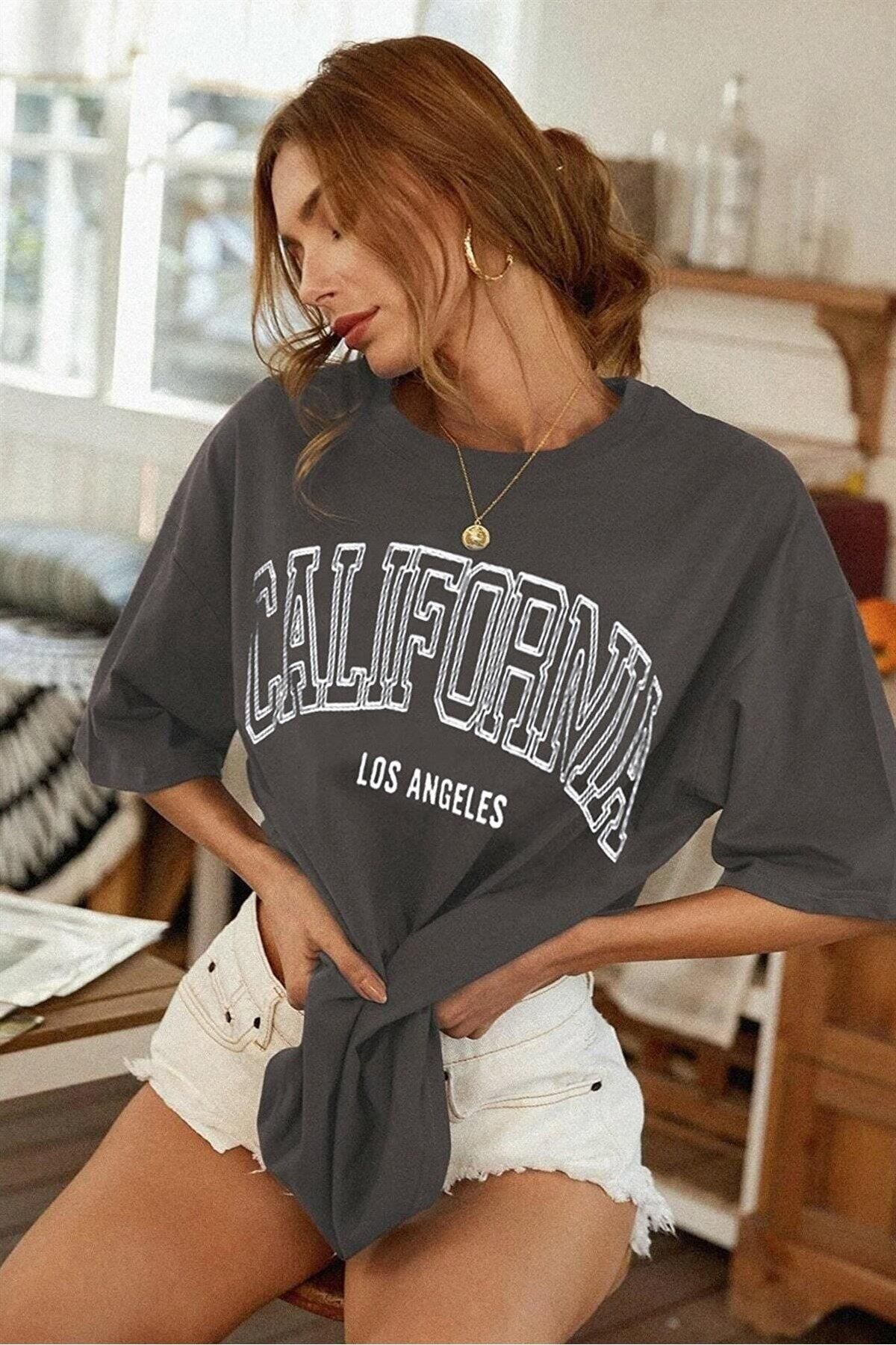Teenage Millionaire Kadın Oversize California Los Angeles Baskılı T-shirt - K2108