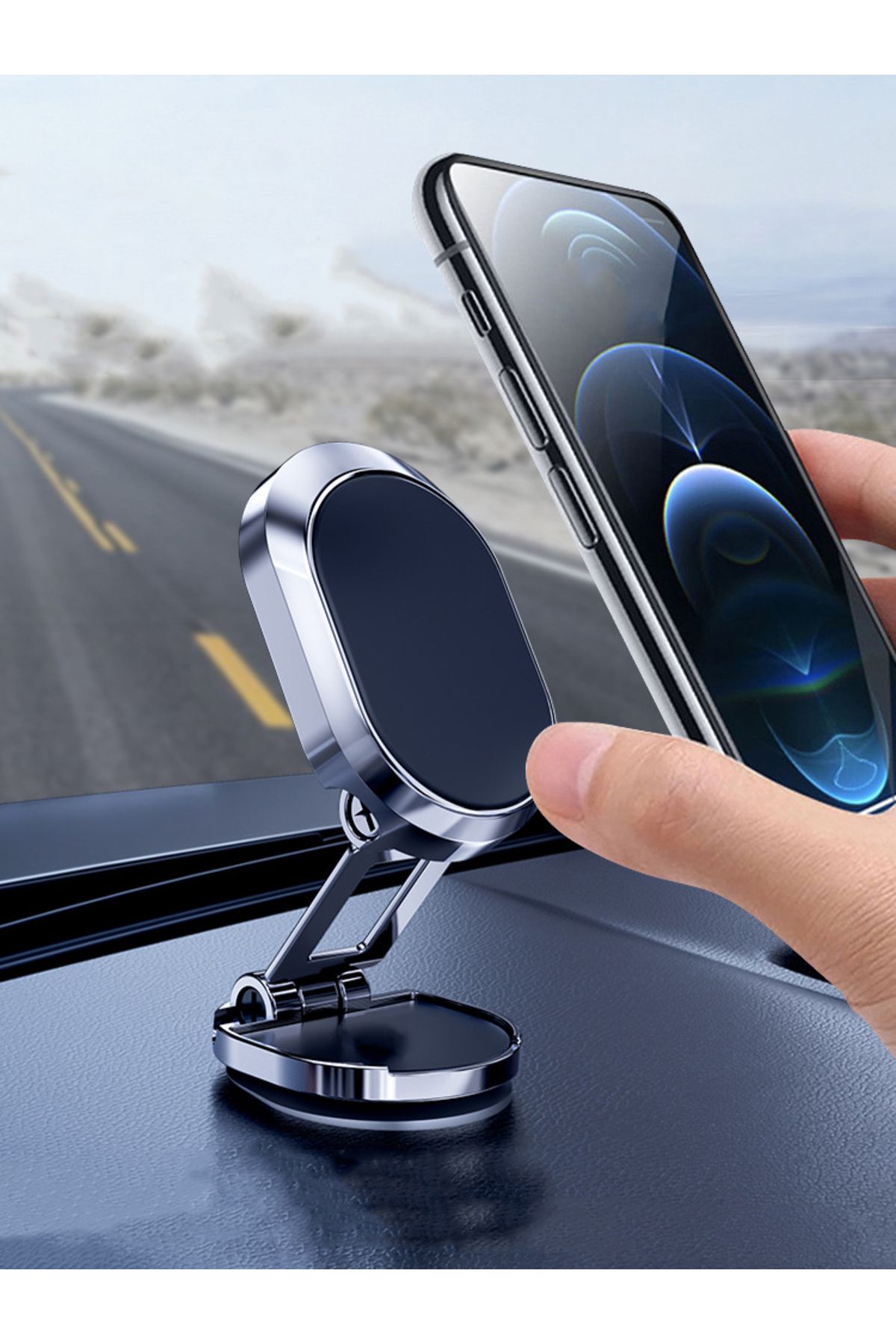 Dexmon Katlanabilir Manyetik Mini Araç İçi ve Masaüstü Telefon Tutucu 360 Derece Dönen Yapışkanlı