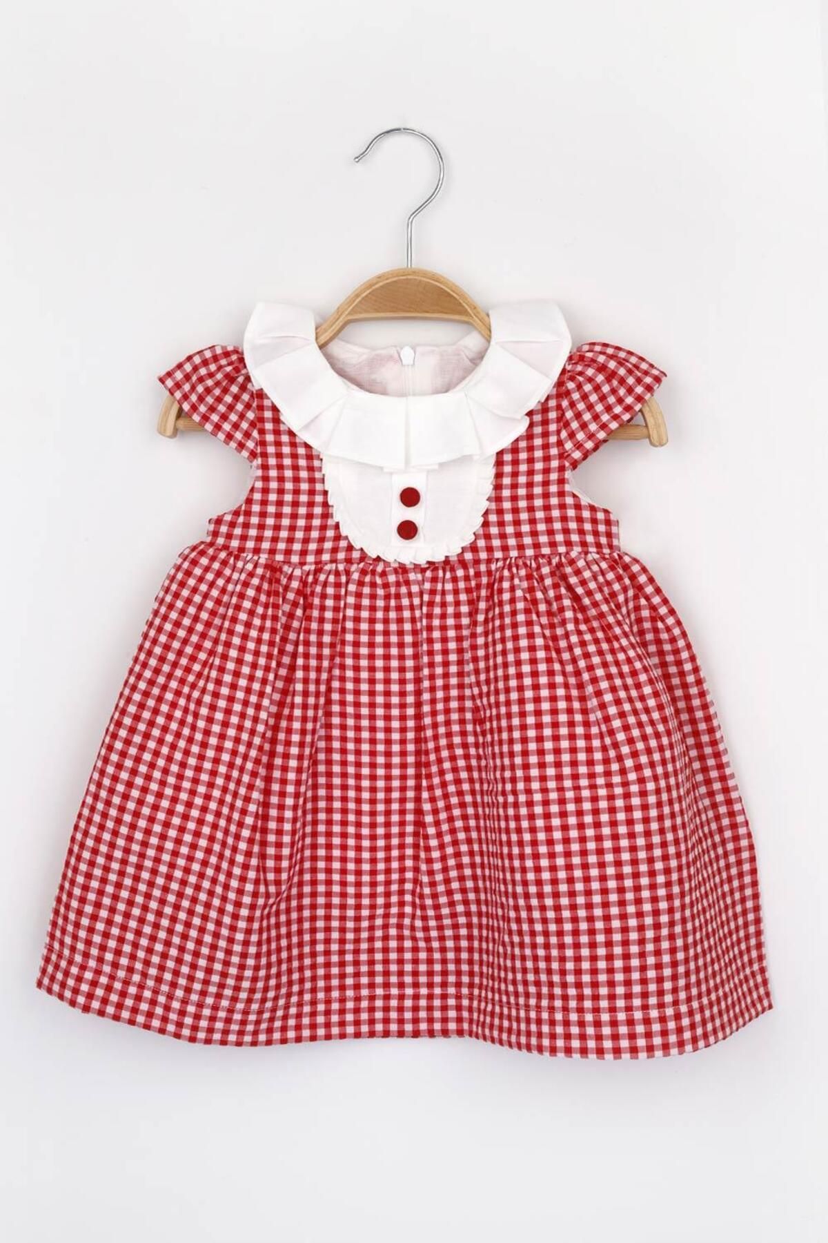 Le Mabelle Kırmızı  Pötikare Desenli Kız Bebek Elbise - Lanai