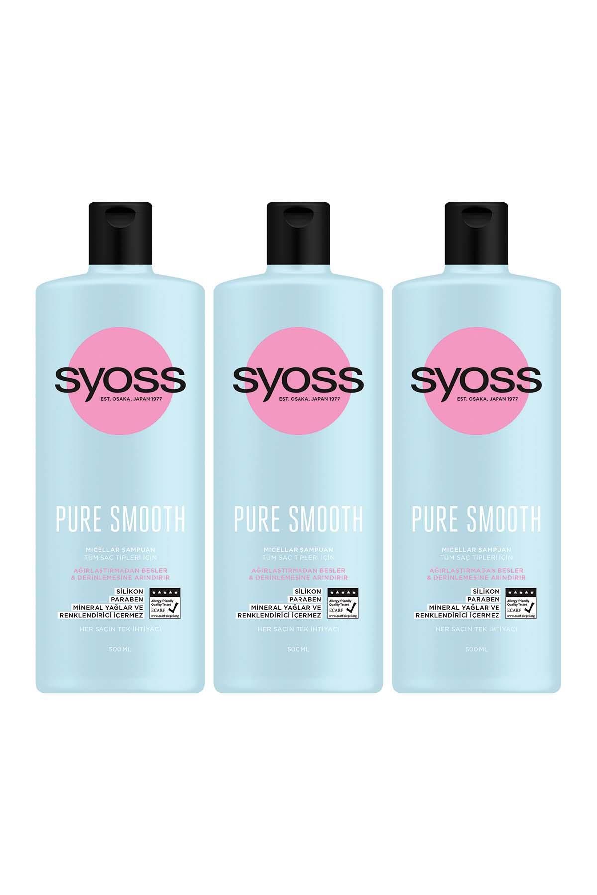 Syoss Pure Smooth Micellar Ağırlaştırmayan Derinlemesine Bakım Şampuan 500ml X 3 Adet