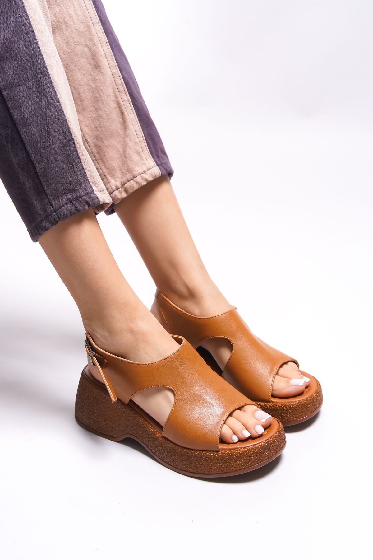 Riccon Lyathlin Kadın Topuklu Sandalet 0012450 Taba