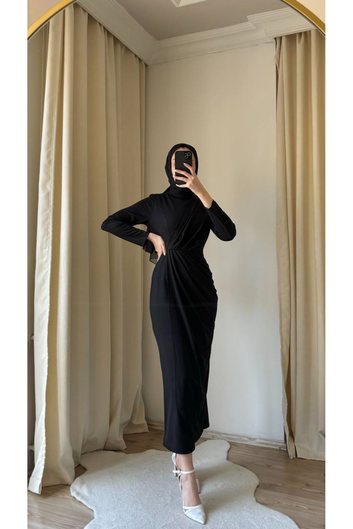 BestShopping Çapraz Büzgülü Elbise Siyah
