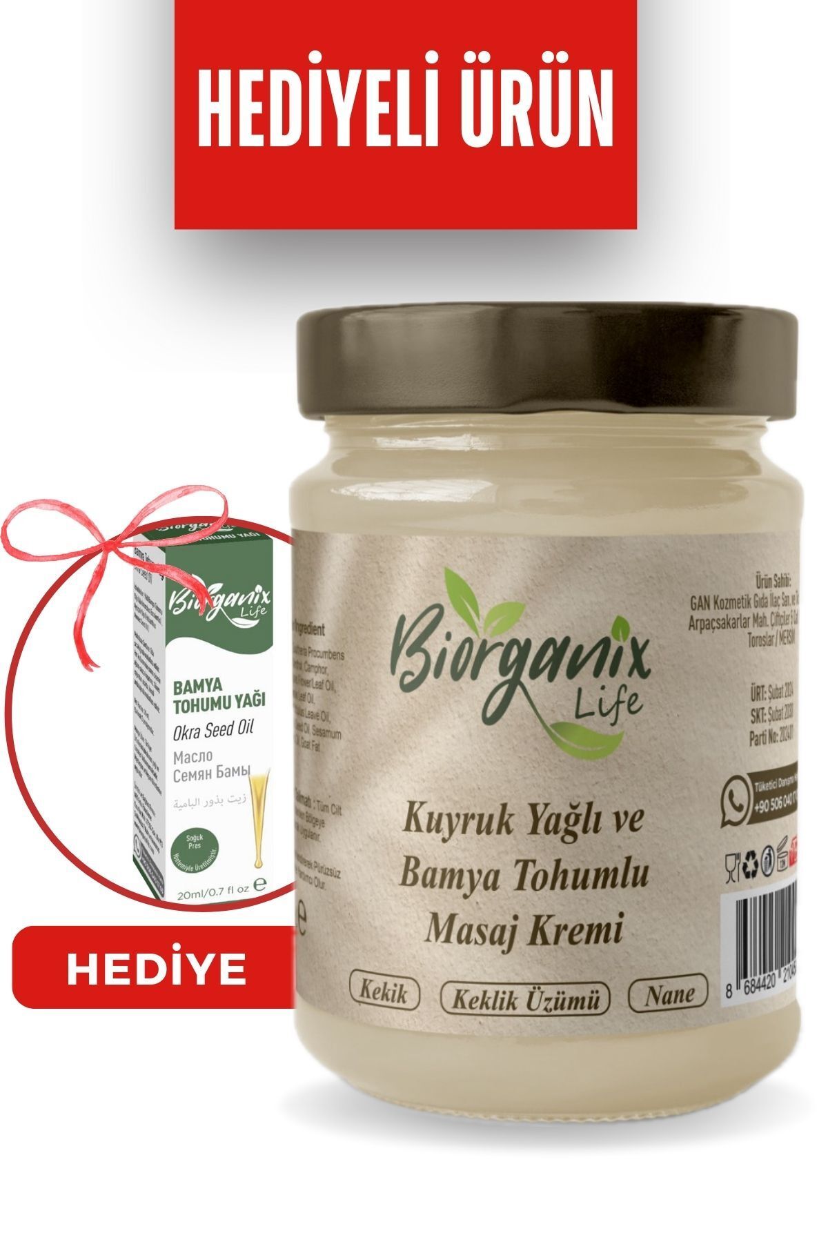 Biorganix Life Kuyruk Yağı Kremi Bamya Tohumu Yağlı 210 ml Hediyeli Ürün