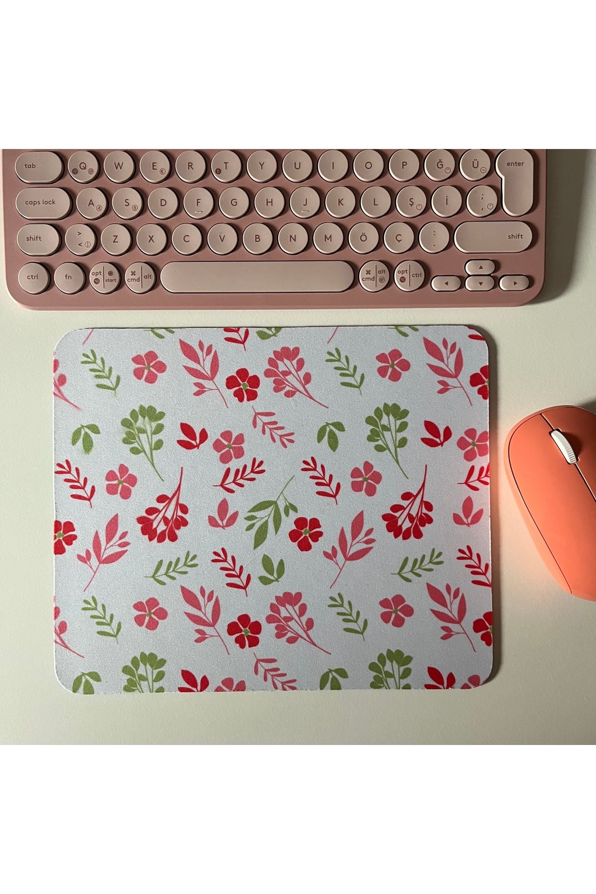 Duxy Çiçek Desenli Mouse Pad, 23x19 cm, Kaymaz Taban, Ev, Ofis ve Oyun için Rahat ve Yumuşak Mousepad