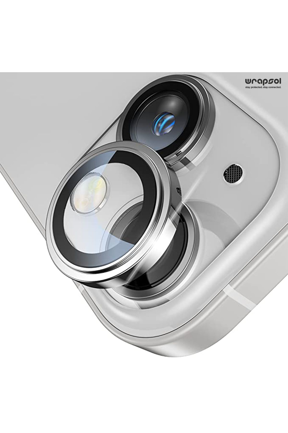 Wrapsol iPhone 13 Mini Kamera Lens Koruyucu Gümüş Renk