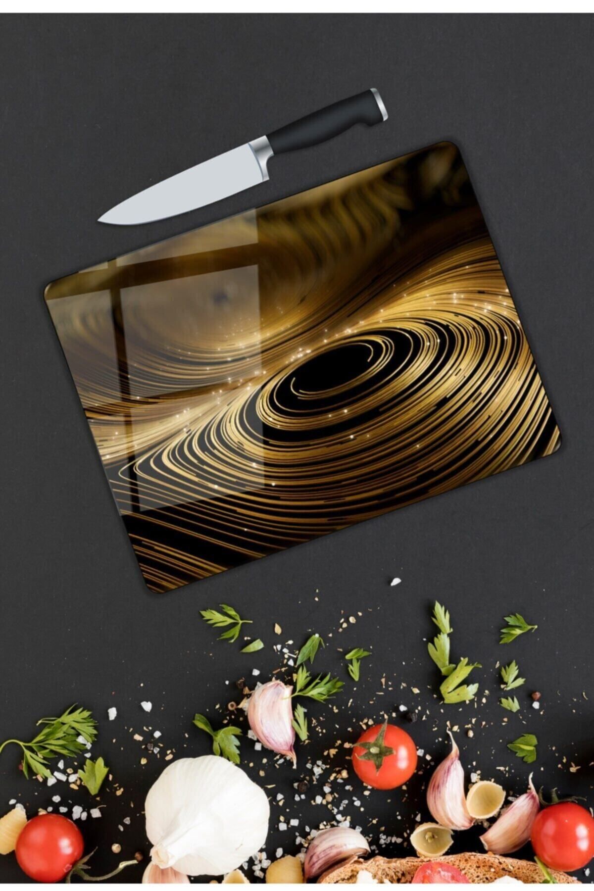 Deck Dk001 seri  Soyut Desenler | Cam Kesme Tahtası |  25 x 35 cm