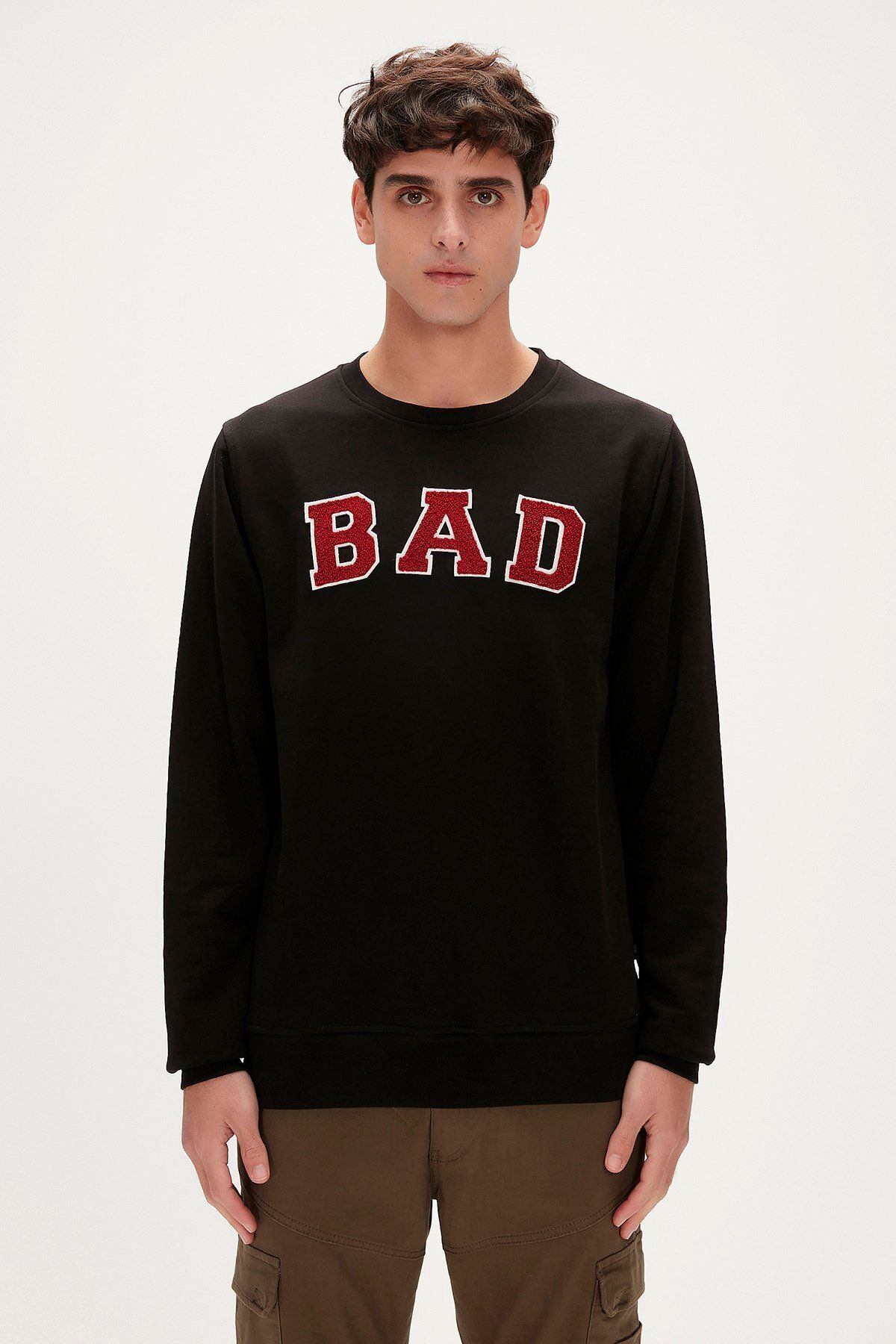 Bad Bear Bad Convex Crewneck Siyah Baskılı Erkek Sweatshirt