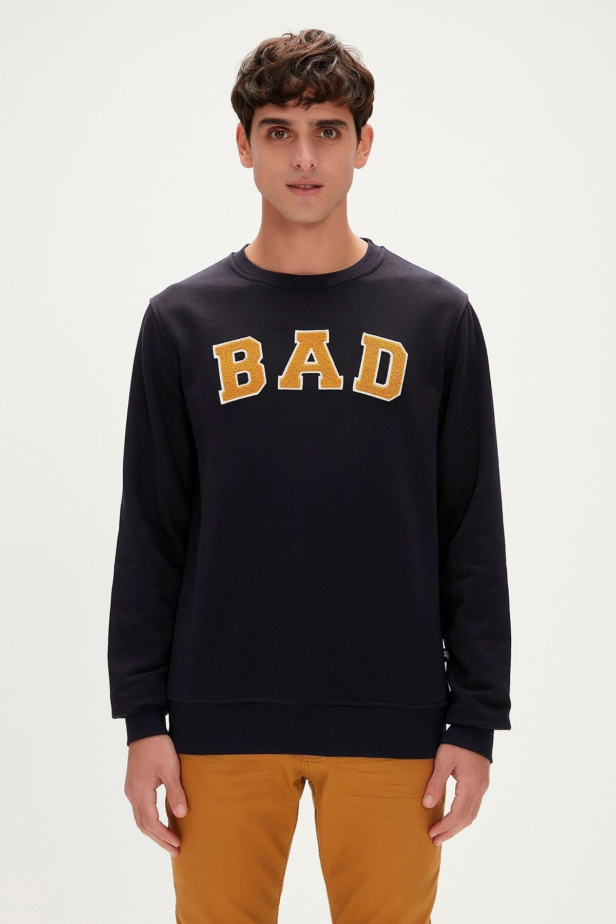 Bad Bear Bad Convex Crewneck Lacivert Baskılı Erkek Sweatshirt