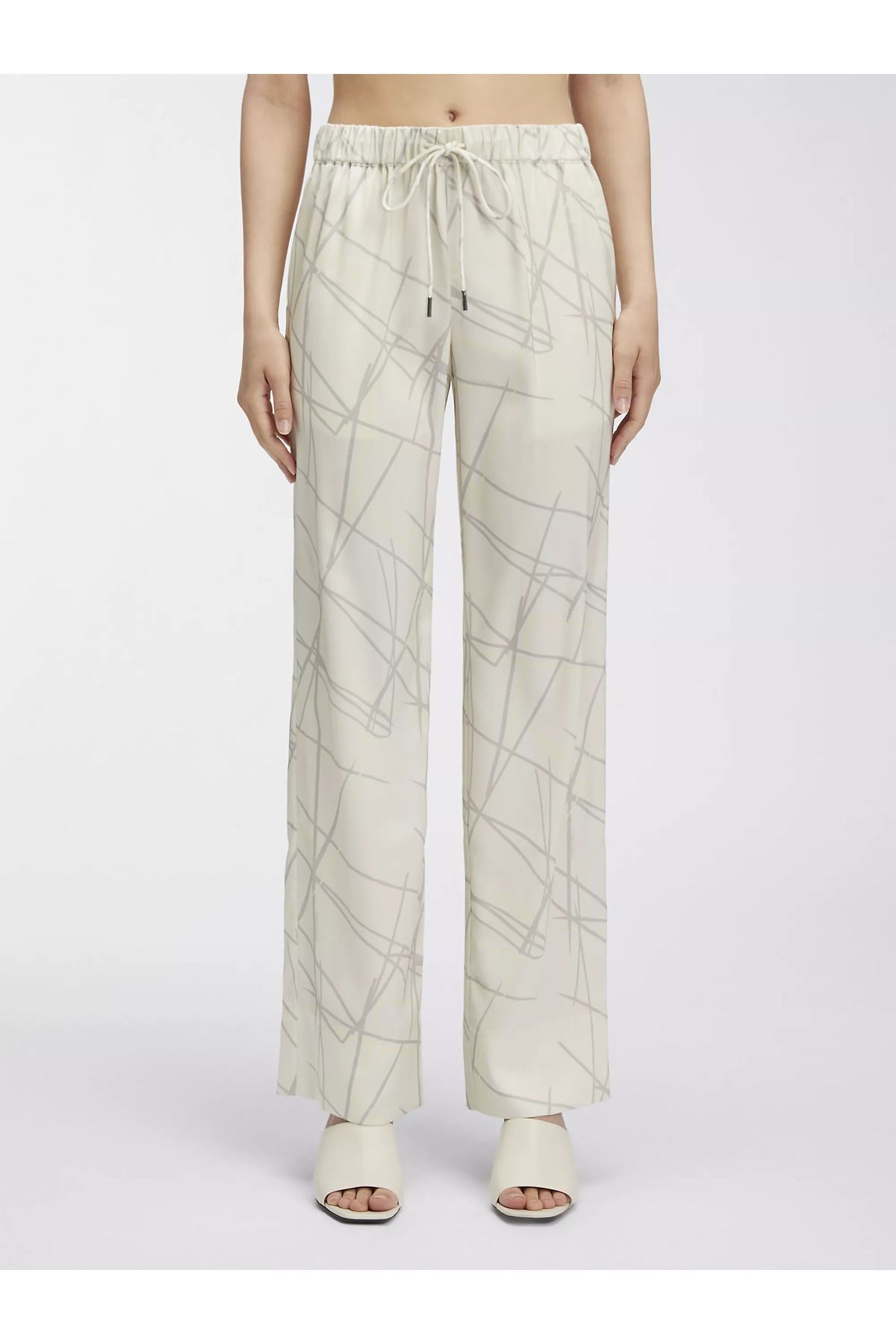 Calvin Klein Kadın Pamuklu Normal Bel 5 Cepli Düğmeli Beyaz Pantolon K20K206662-0K5