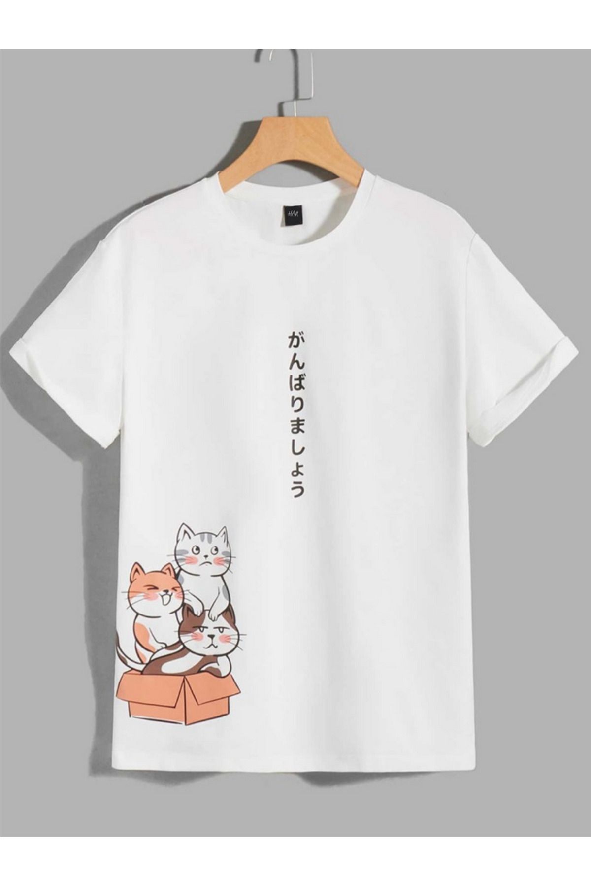 han elegant Kedi Baskılı kız çocuk Kaliteli T-shirt