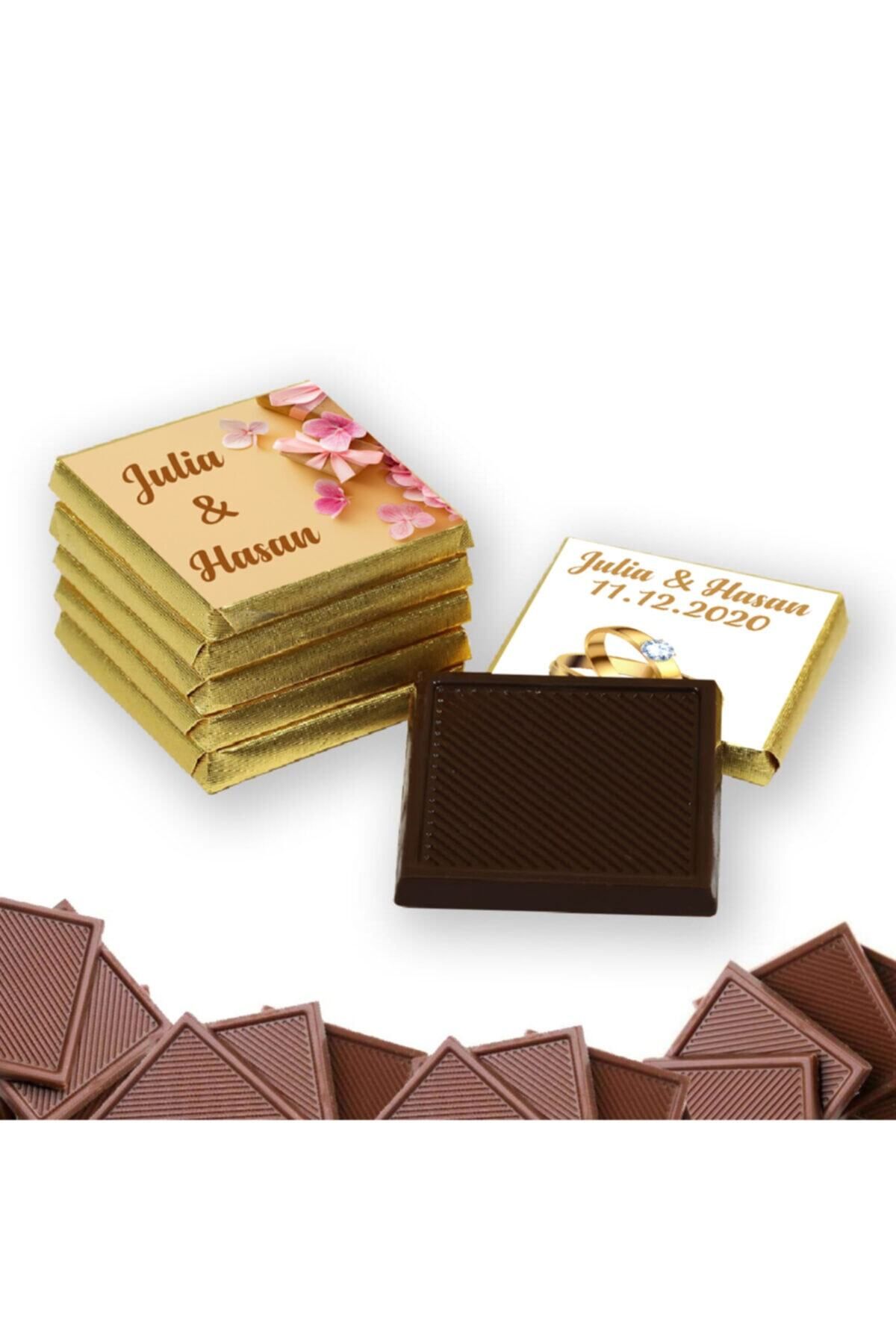 Diva Çikolata Söz Nişan Nikah Çikolatası 100 Adet Madlen Çikolata Altın