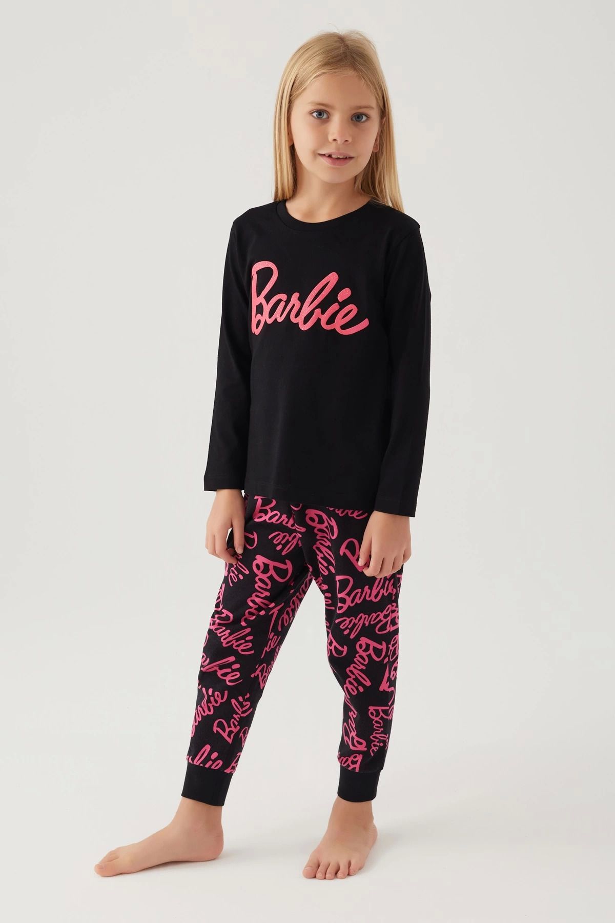 Pierre Cardin Barbie L1766-3 Kız Çocuk Uzun Kol Pijama Takımı