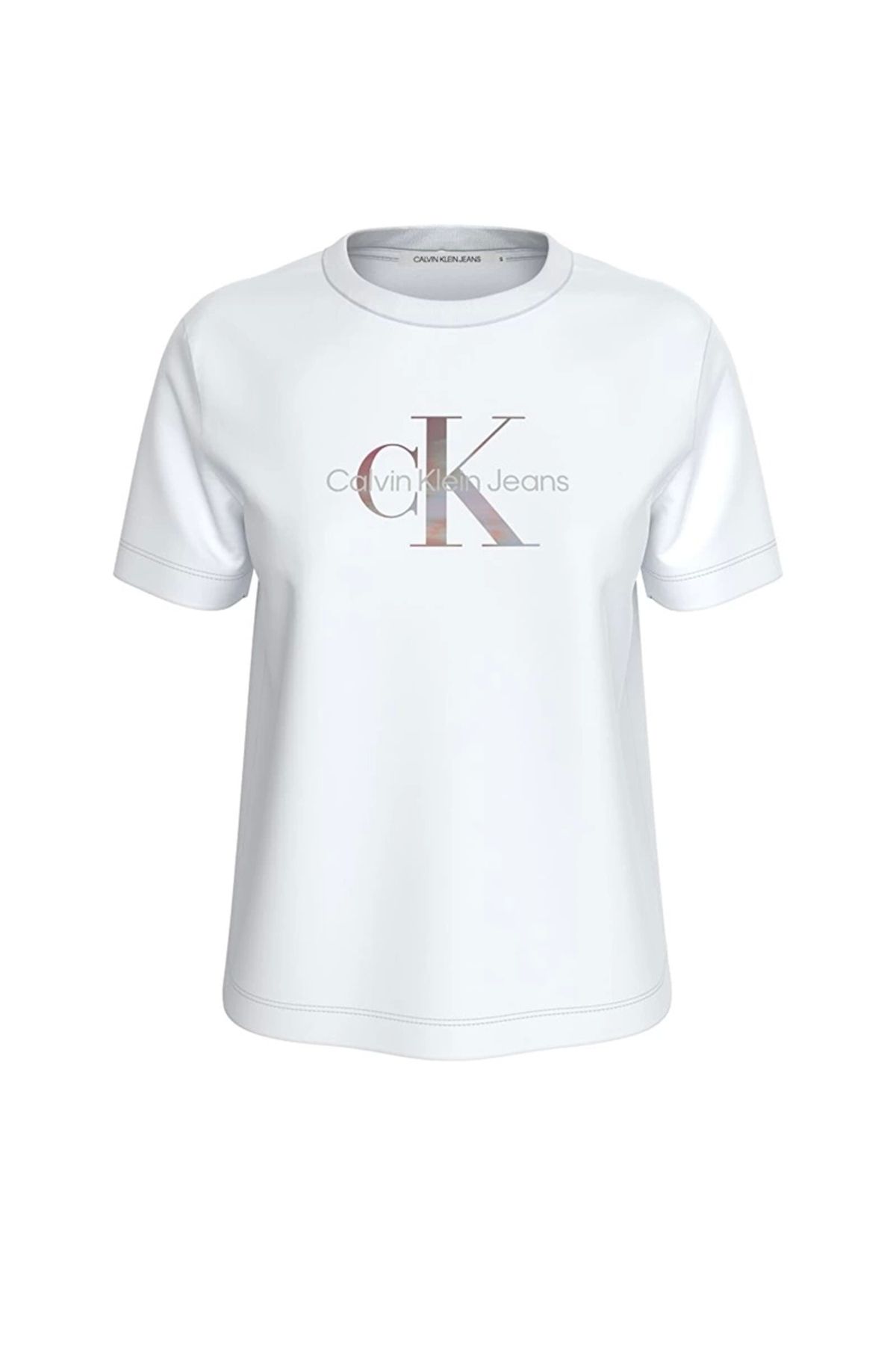 Calvin Klein Kadın Mono Logolu Beyaz T-Shirt