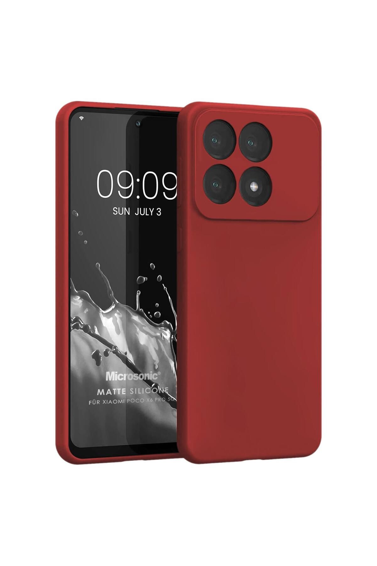 Microsonic Matte Silicone Xiaomi Poco X6 Pro 5G Kılıf Kırmızı