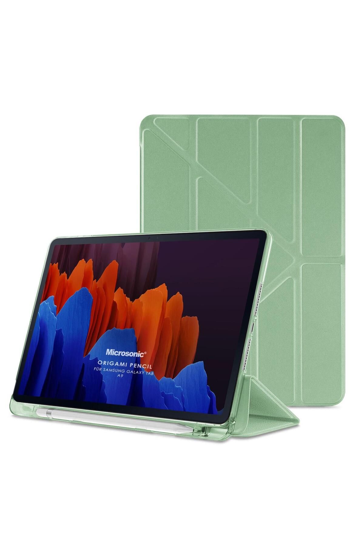Microsonic Samsung Galaxy Tab A9 Kılıf Origami Pencil Açık Yeşil