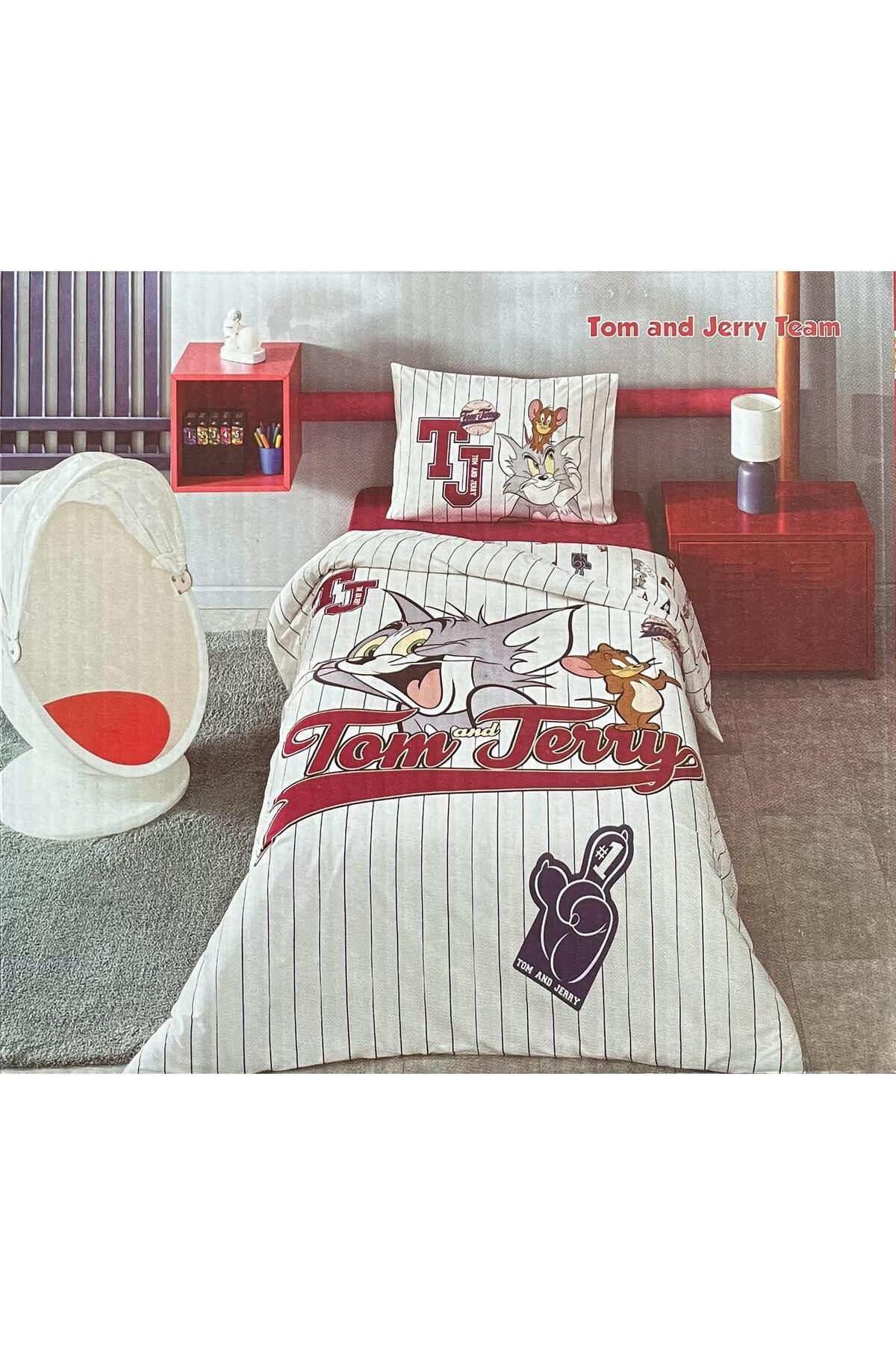 Özdilek Tom&Jerry Team Tek Kişilik Lisanslı Lastikli Fitted Çarşaf Çocuk Nevresim Takımı