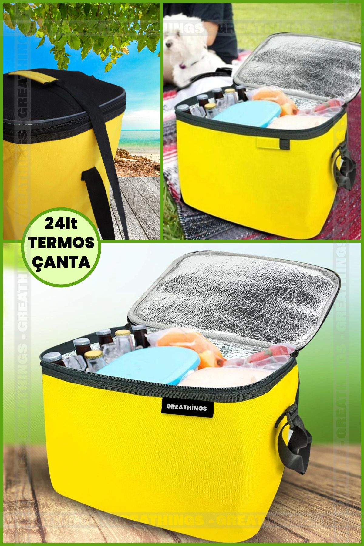 Genel Markalar 24 lt Termos Çanta Soğuk Sıcak Termal Çanta Kamp Plaj Piknik Çantası