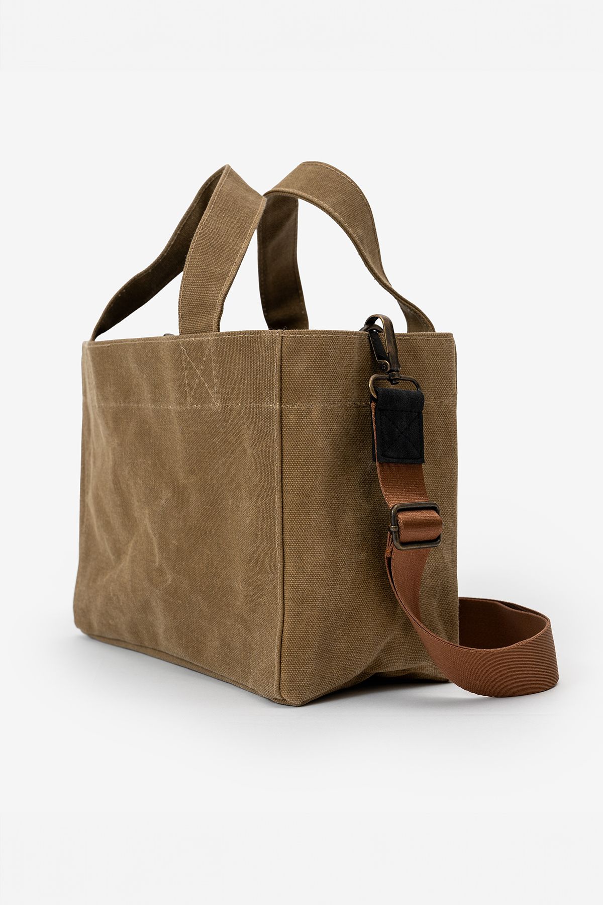 Goo Leather Goods Diana Bag Camel Açık Kahve Kanvas Askılı Omuz Ve El Çantası Tote Bag Günlük Kullanım