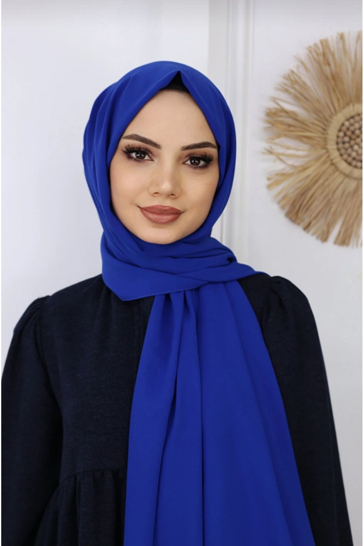 NEWSTORE Tesettür Hijab Medine İpeği Şal Saks Mavi