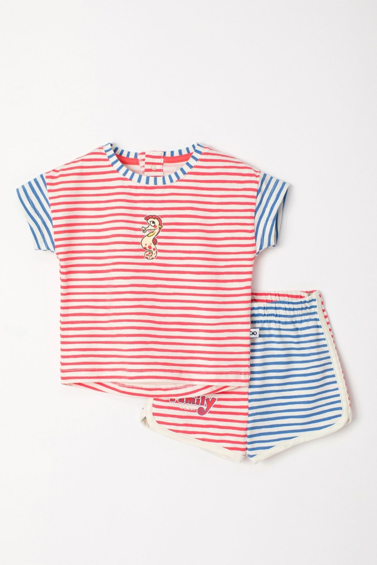 Woody Pamuklu Kız Bebek Pijama-pzg - 922-denizatı Temalı Çizgili Pembe