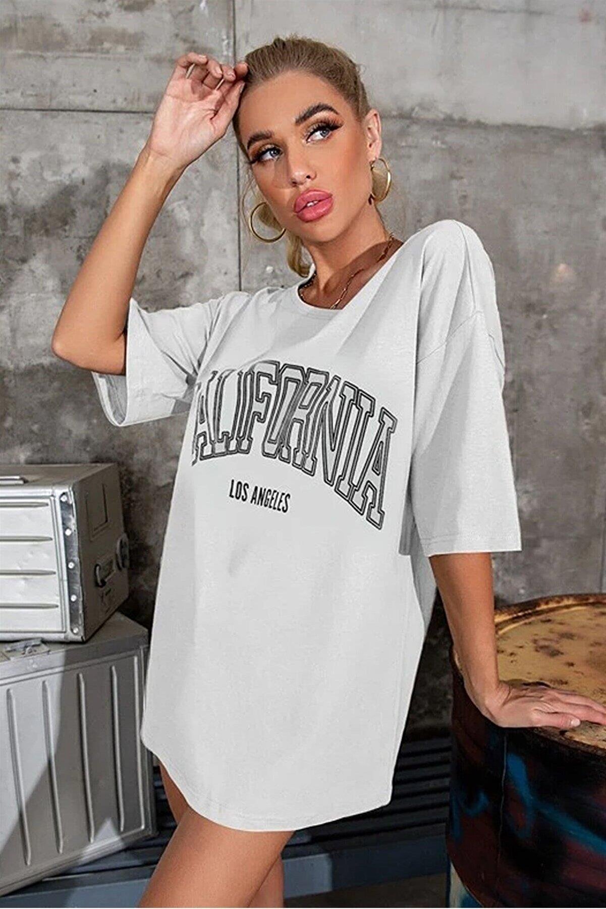Teenage Millionaire Kadın Oversize California Los Angeles Baskılı T-shirt - K2108