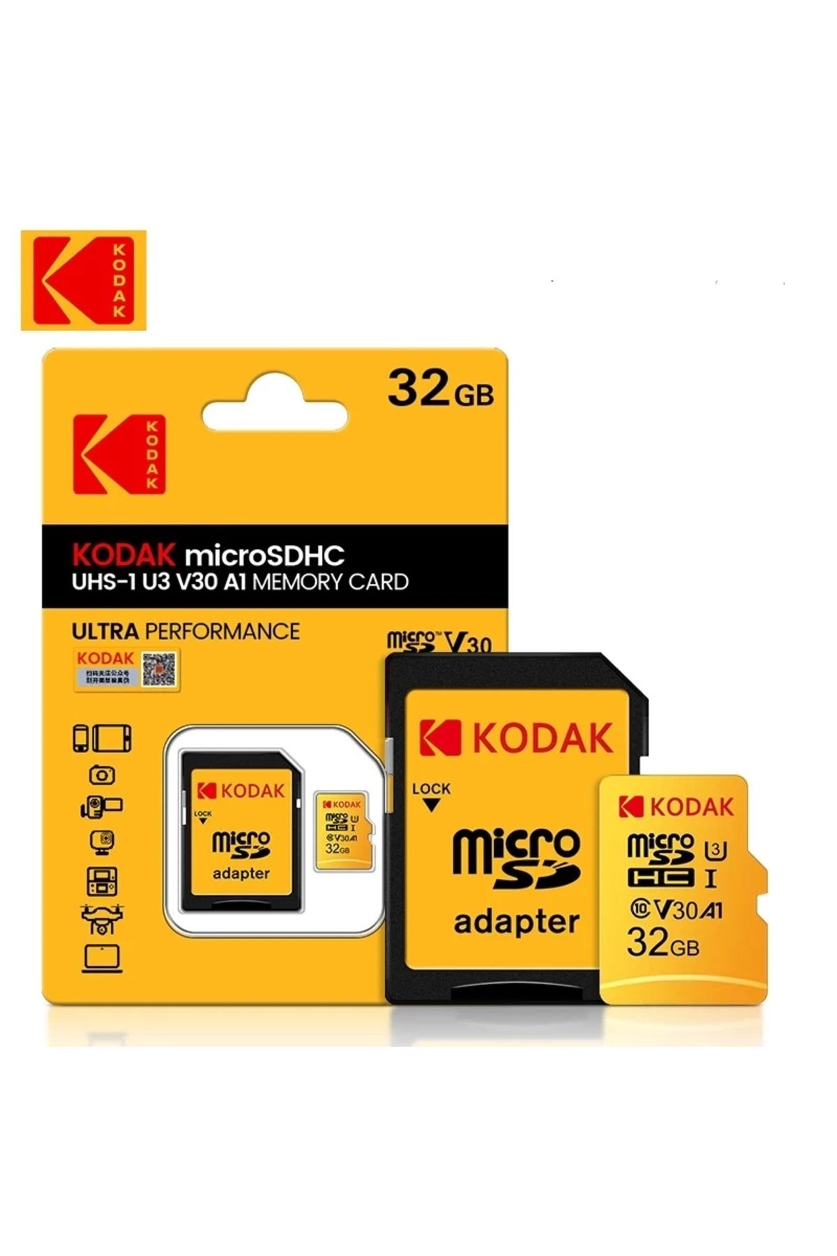 Kodak 512Gb.256Gb.128Gb.64Gb.32Gb.Micro Sd Hafıza Kartı Clas 10 4k Uv3 V30 A1 Hafıza Kartı