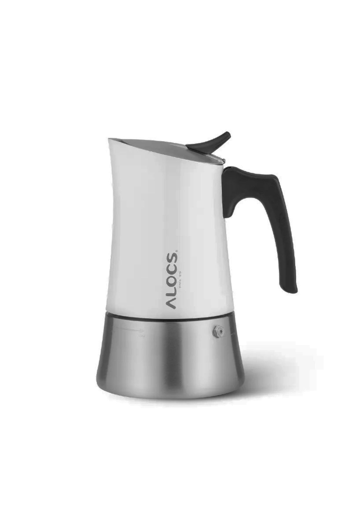 Alocs Taşınabilir Mocha Pot 450 ML 9 Cup Beyaz