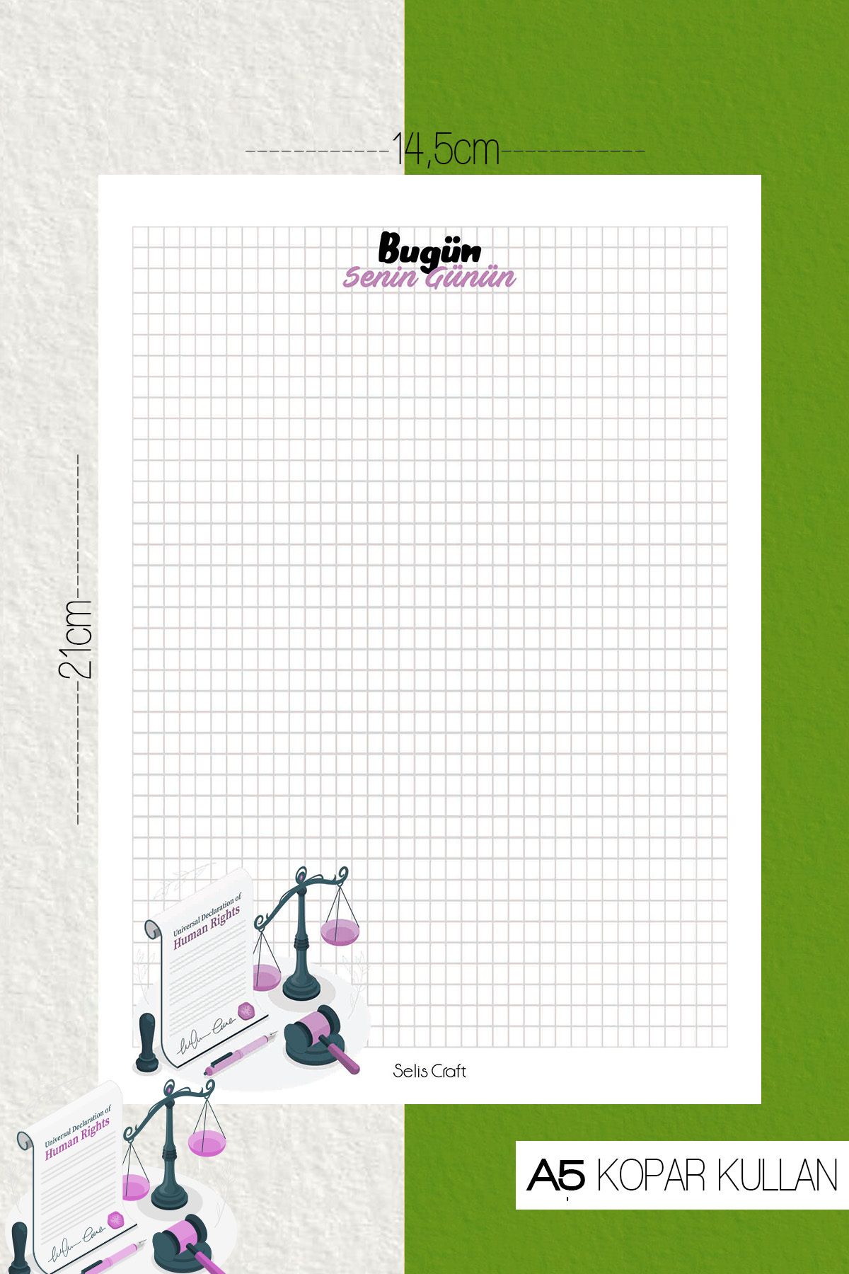 SelisCraft Avukat Temalı Kareli Notepad 01 Günlük Planlayıcı, Defter, To Do List, Not Defteri, Ajanda