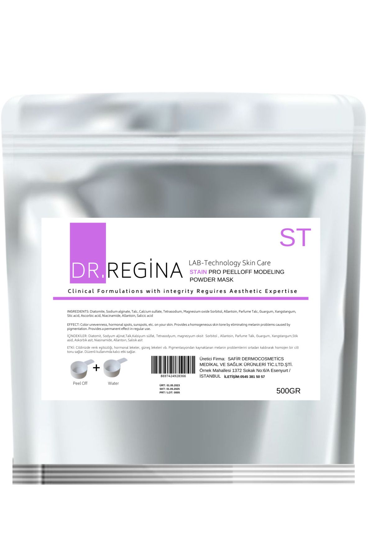 Dr.Regina Soyulabilir Toz Maske (LEKELİ CİLTLER) / Soyulabilir Peeloff Modeling Mask Remover 500gr