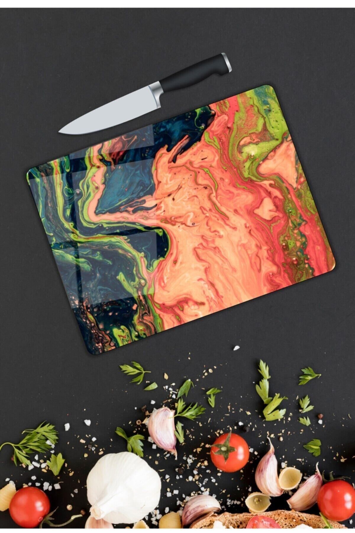 Deck Dk001 seri  Renkli Tuval | Cam Kesme Tahtası |  25 x 35 cm