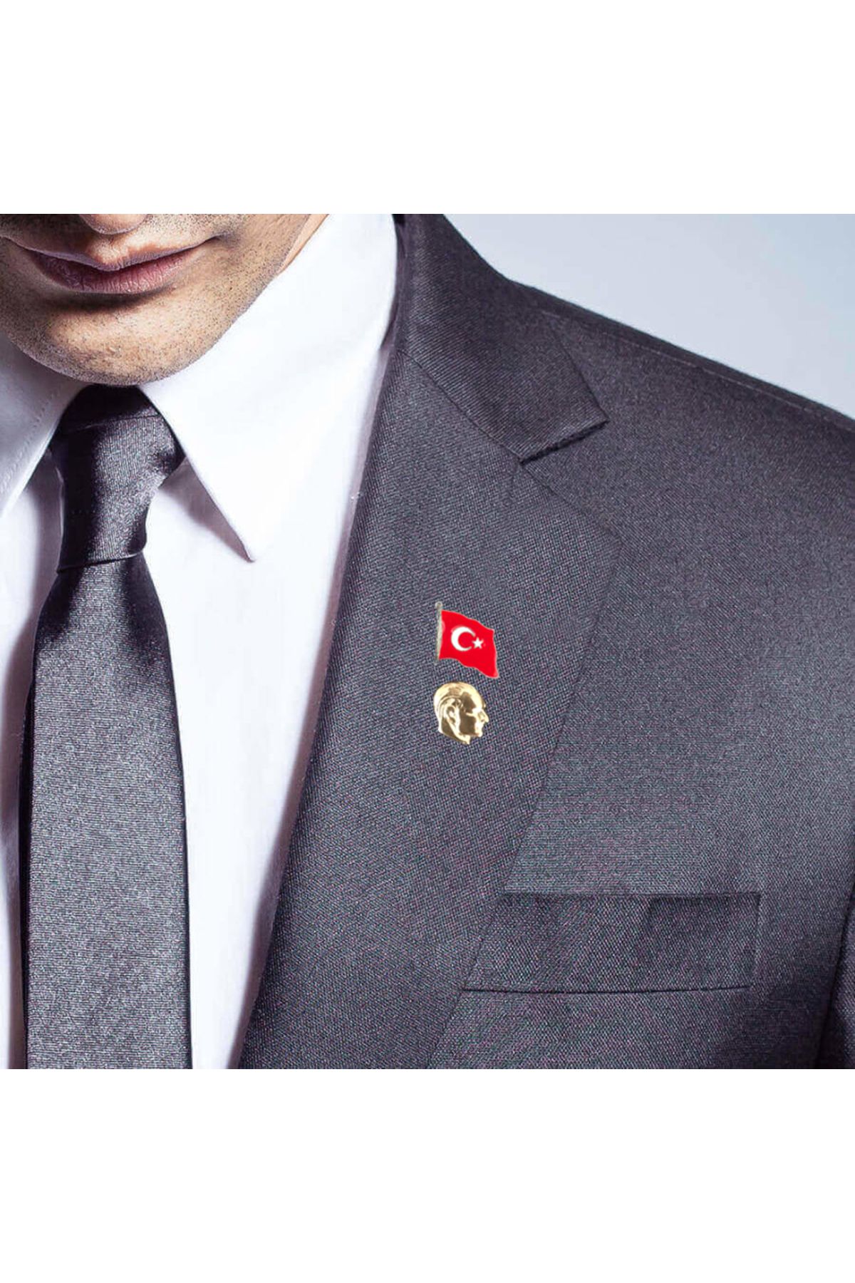 Zarif Atatürk Büstü - Bayrak Yaka Rozeti Hd975