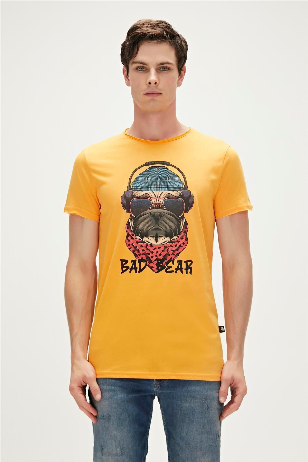 Bad Bear Reckless T-shirt Hardal Sarı 3d Baskılı Erkek Tişört