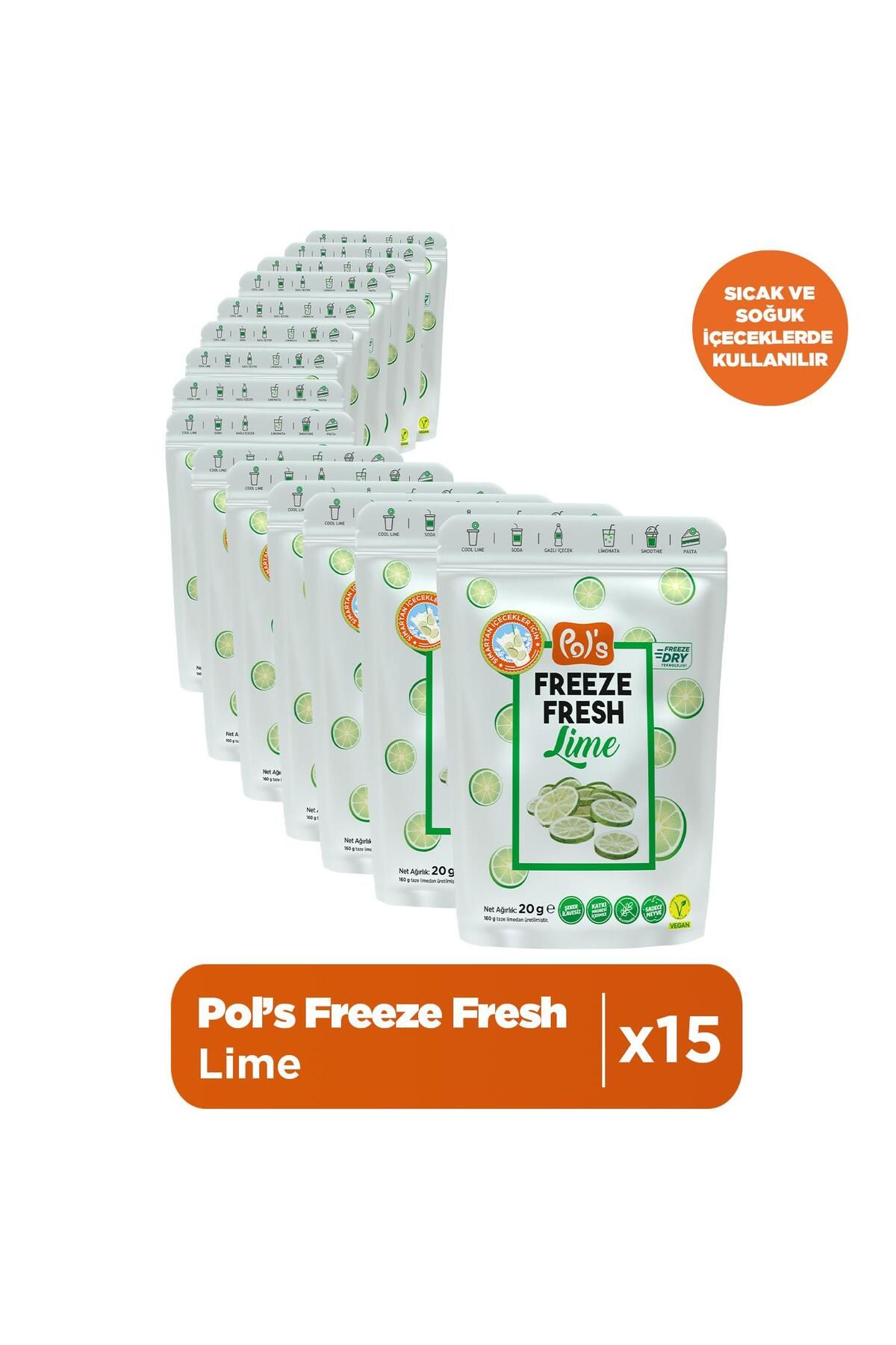 Pol's Freeze Fresh Lime 20 G X 15 Adet Freeze Dry Dondurularak Kurutulmuş Meyve