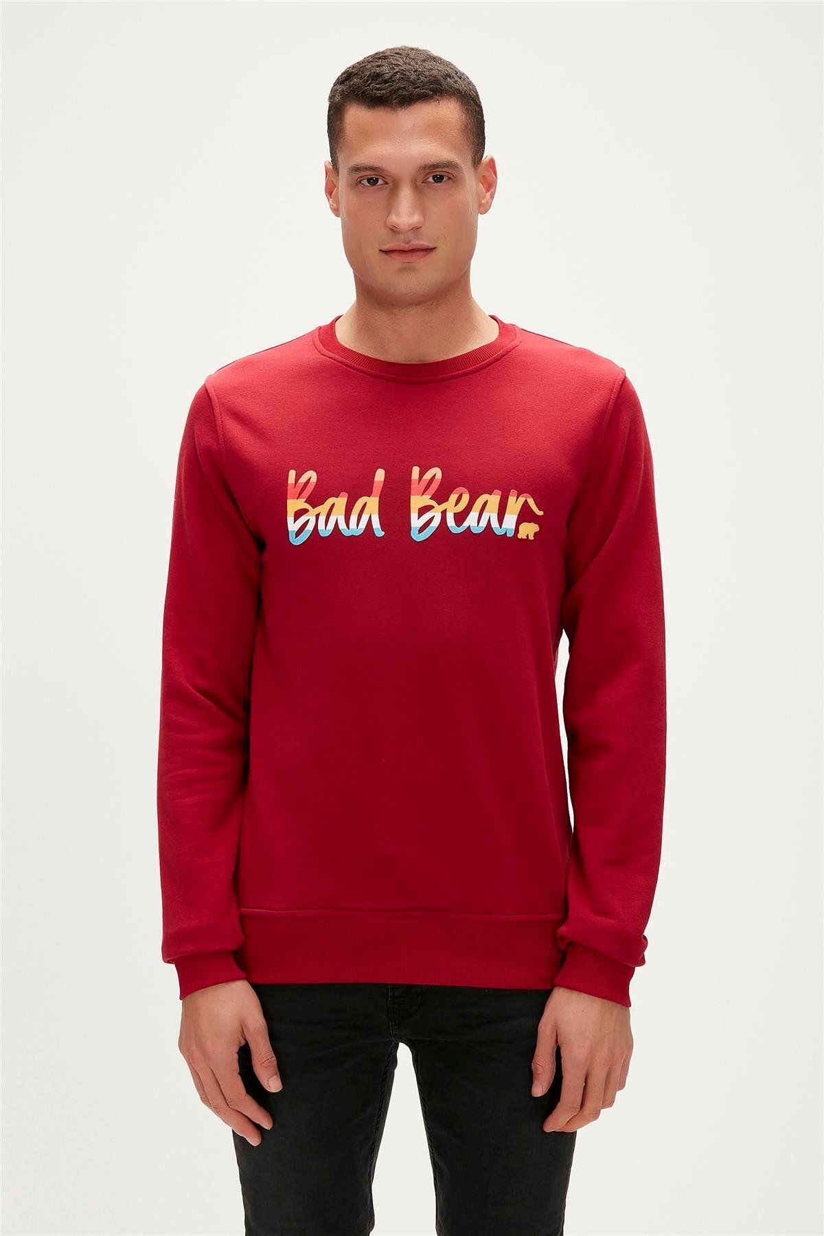 Bad Bear Manuscript Crewneck Bordo Erkek Sweatshirt