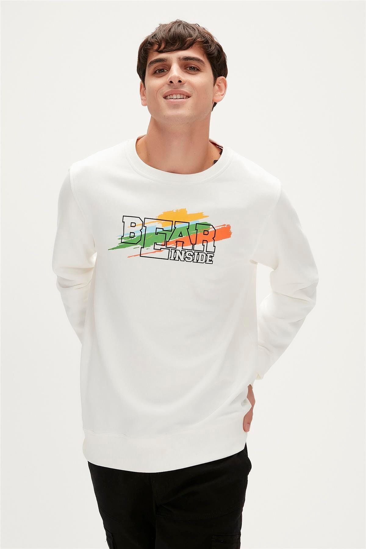 Bad Bear Crayon Crewneck Off-White Beyaz Erkek Sweatshirt