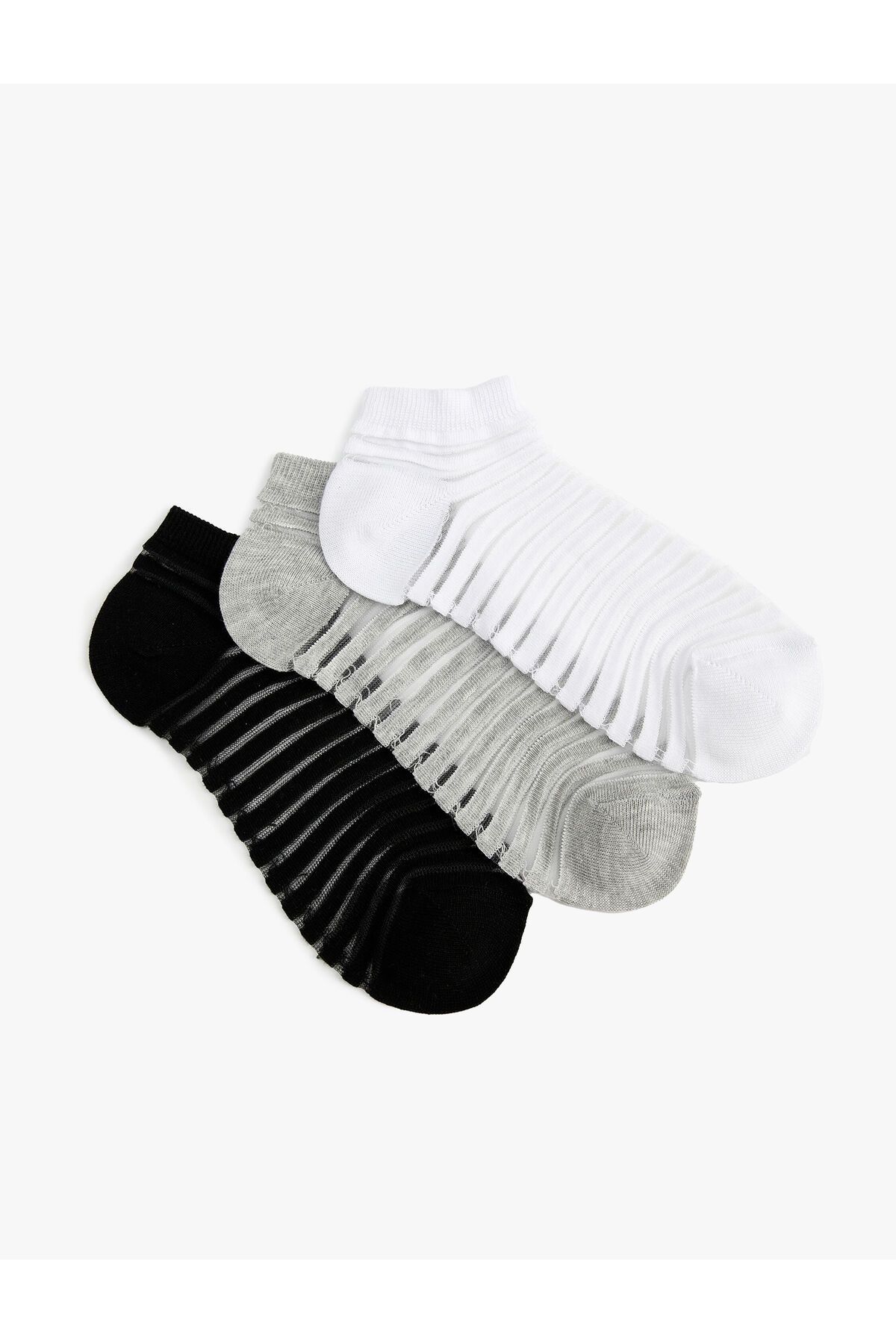 Koton 3'lü Patik Çorap Seti Çok Renkli Şerit Detaylı