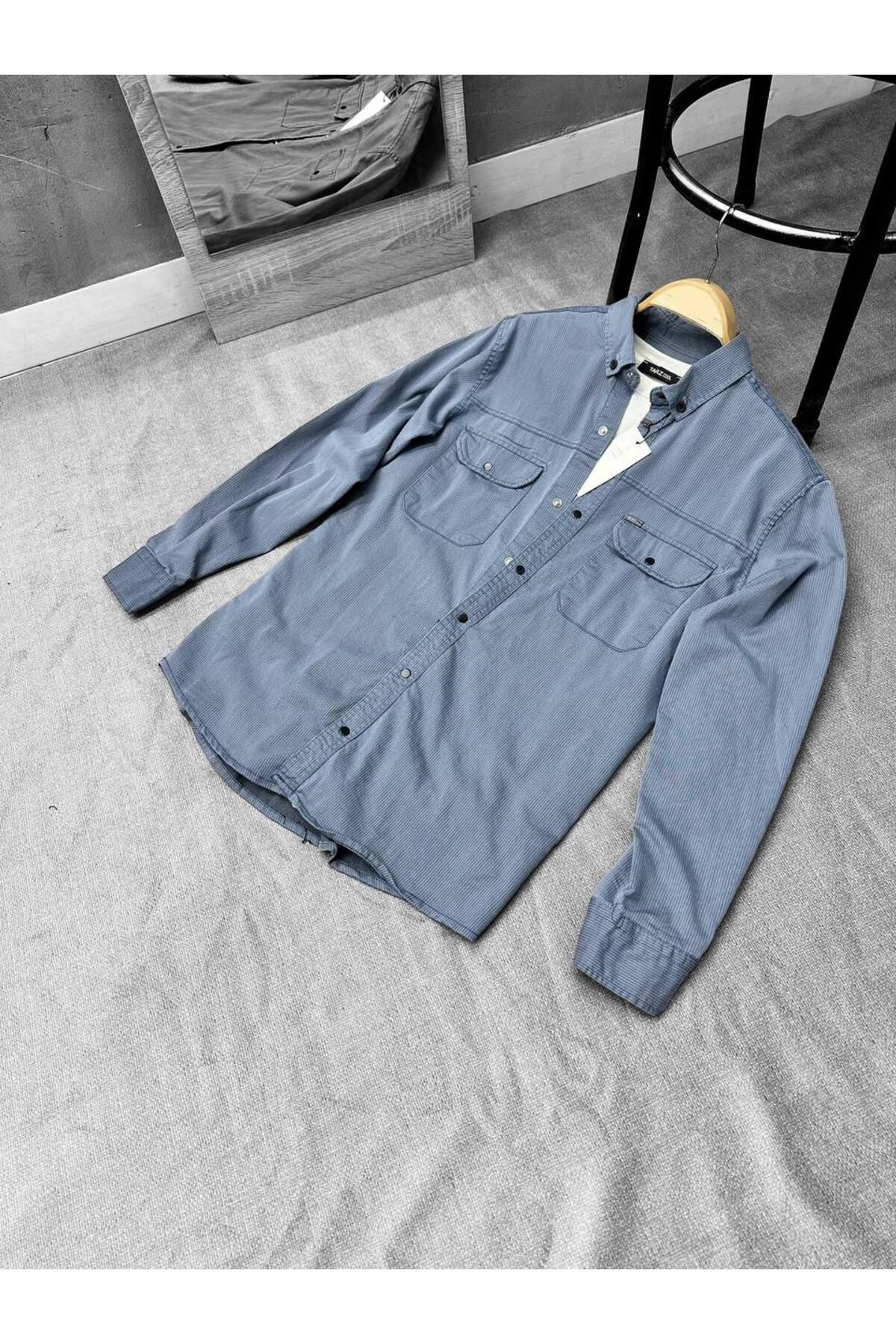Mito Giyim Drea Erkek Kot Ceket Rahat Kalıp Uzun Kollu Regular Fit Ceket Gömlek