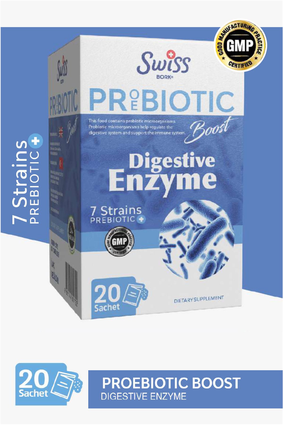 SWISS Bork Digestive Enzyme 20 Saşe | Pro-probiotic Boost