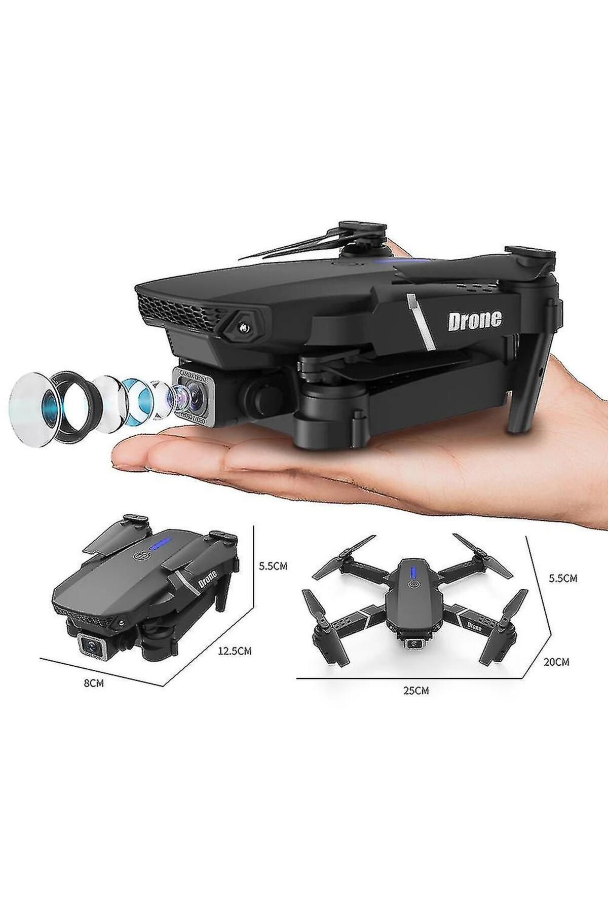 JUNGLEE Hd Çift Kameralı Wifi Profesyonel Drone Led Işıklı Katlanabilir Drone Şarjlı Uzaktan Kumandalı