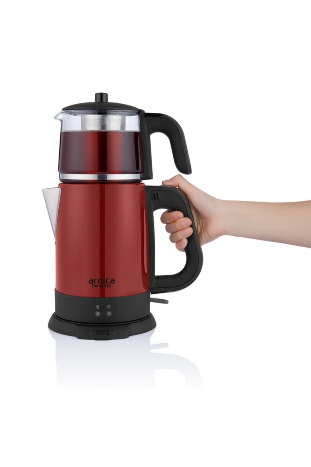 Arnica Demli Stil Kırmızı Cam Çay Makinesi Ih33024